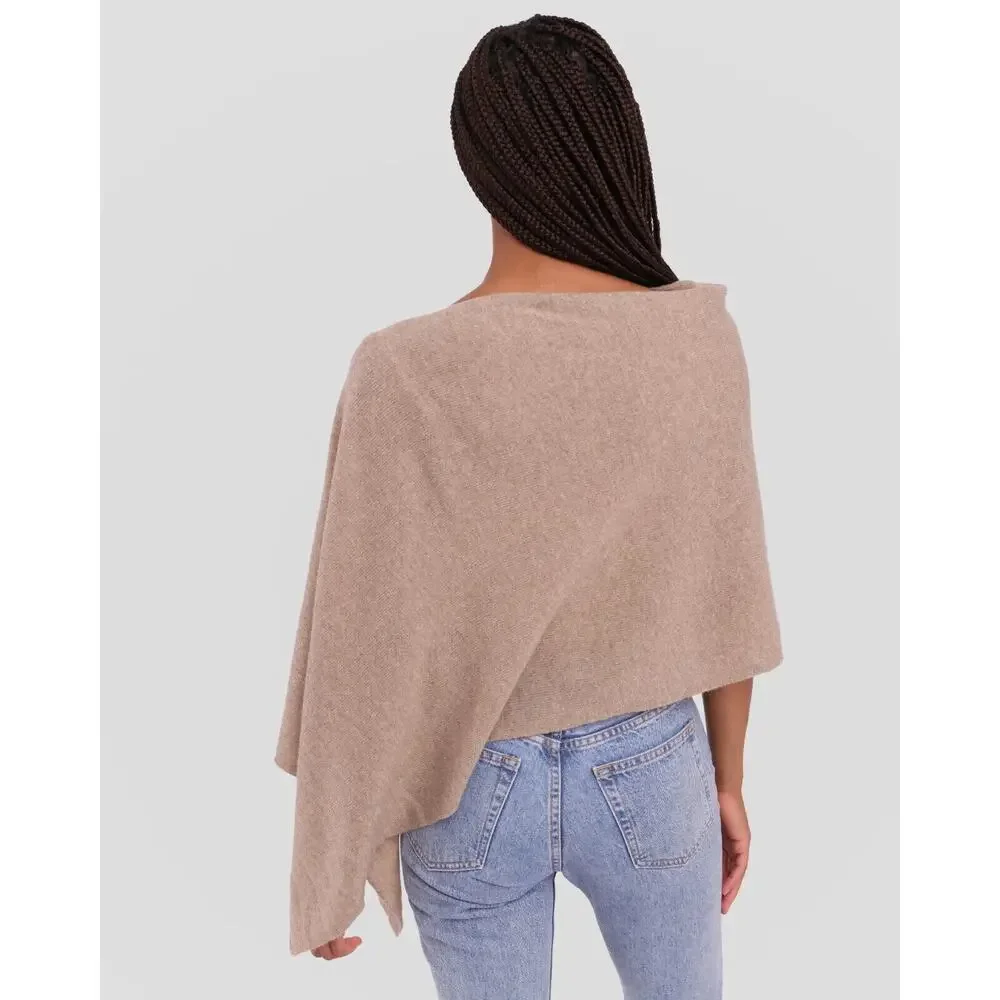 Alashan 100% Cashmere Draped Dress Topper Poncho Lightweight Soft & Cozy Tan NWT - Picture 5 of 16